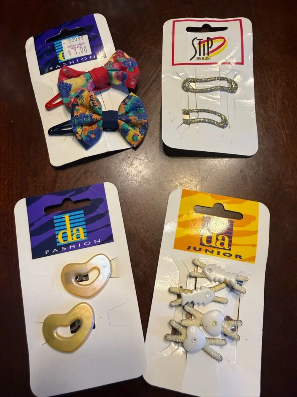 Junior Kids White and Gold Hair Clips Set